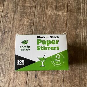 Black 5” Paper Cocktail/Coffee Straw Stirrers 500